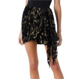Bardot Ariella Mini Skirt Black Metallic Velvet